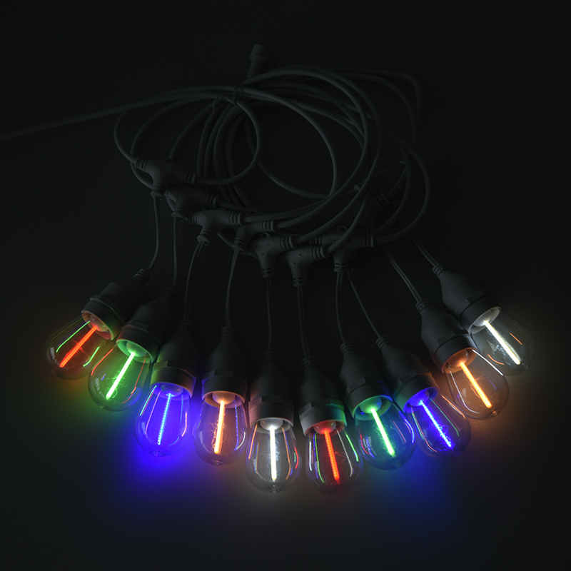 S14 Hanging String E27 Spiral RGBY Meteor Light String