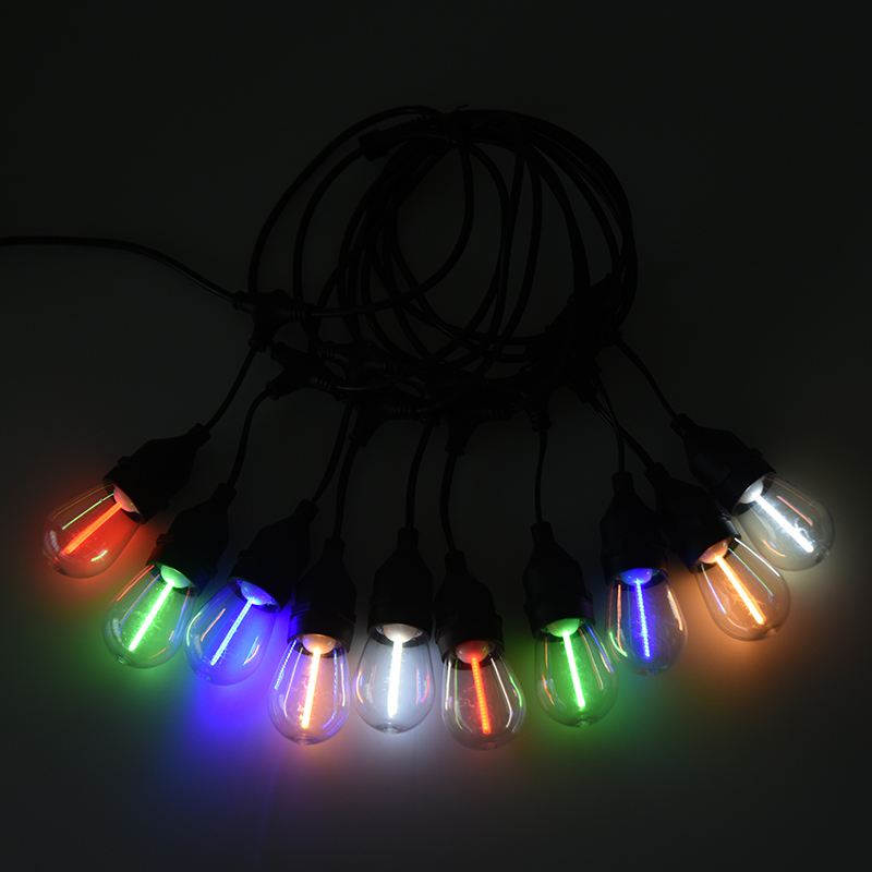 S14 Hanging String E27 Spiral RGBY Meteor Light String