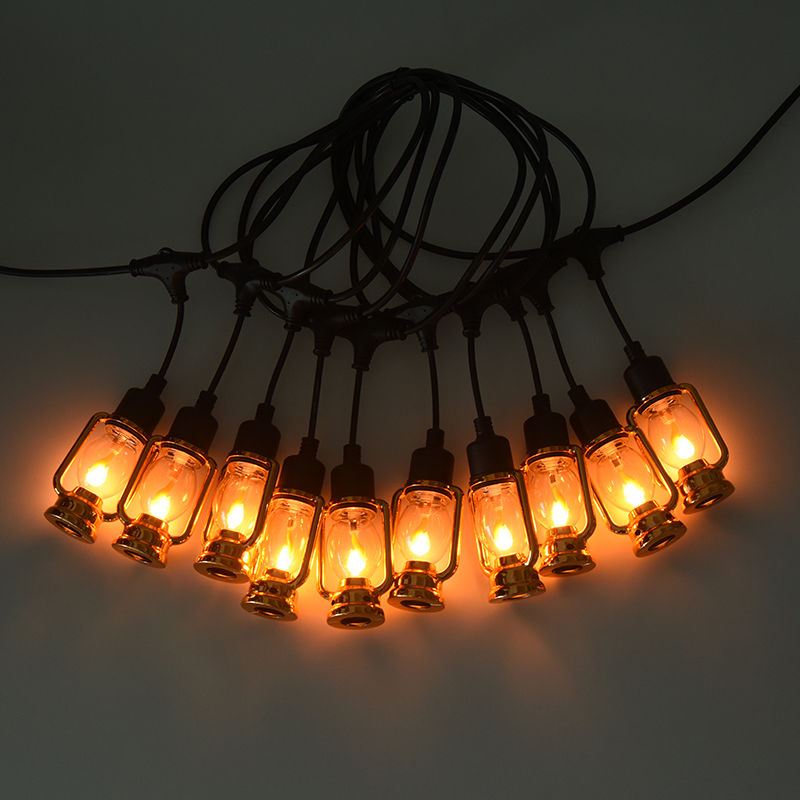 Vintage carriage lantern style flame light string (ginto, 5 metro 10 ilaw)