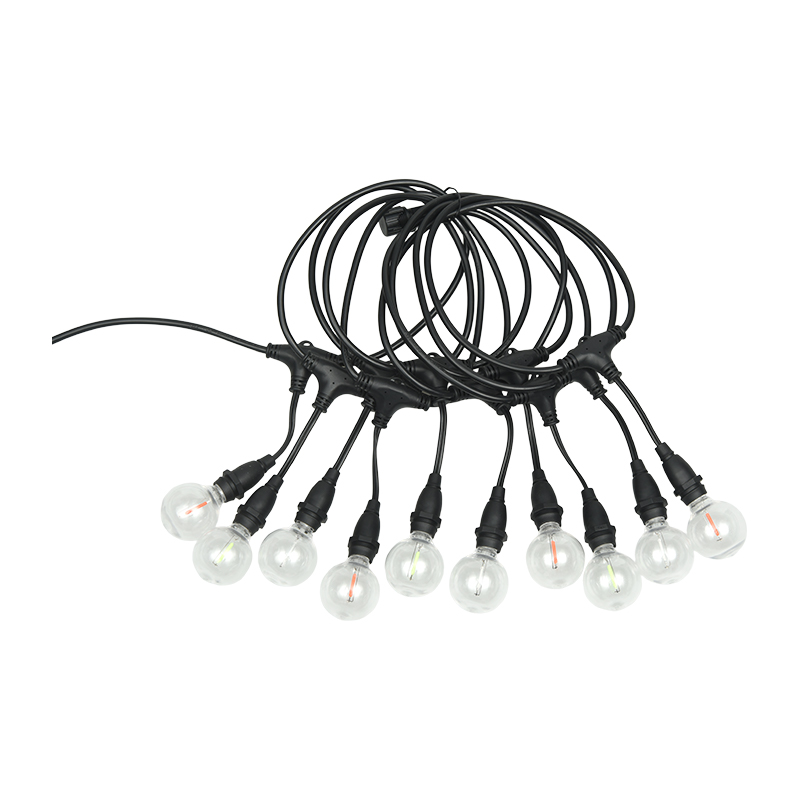 G40 transparent bulb E12 spiral mouth colored hanging string light