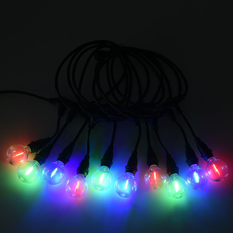 G40 transparent bulb E12 spiral mouth colored hanging string light